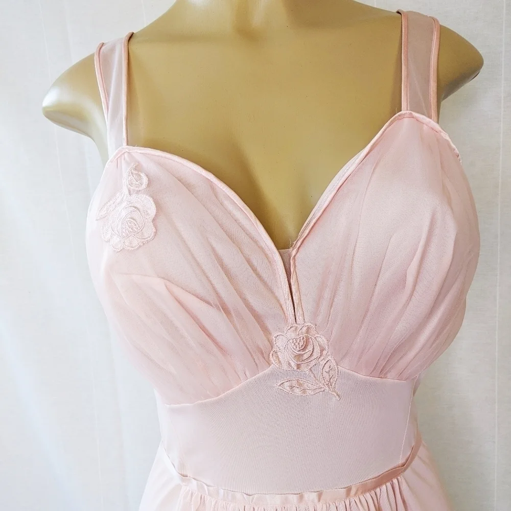 Vintage 60's Artemis Pastel Pink Bias Cut Ballerina Slip Dress - Picture 3 of 14